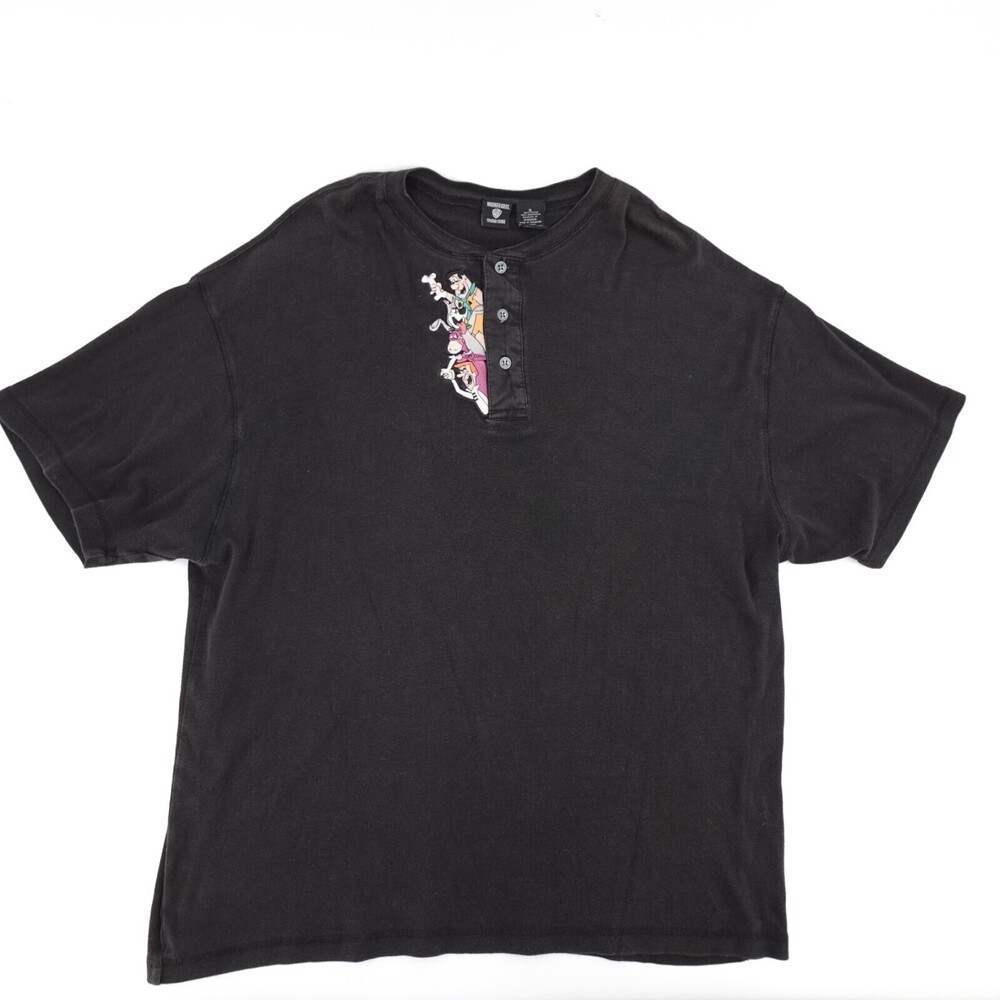 The Flintstones Shirt Mens Extra Large Warner Bros Henley Short Sleeve Graphic